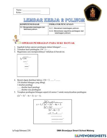 Lembar kerja polinom (keterbagian)