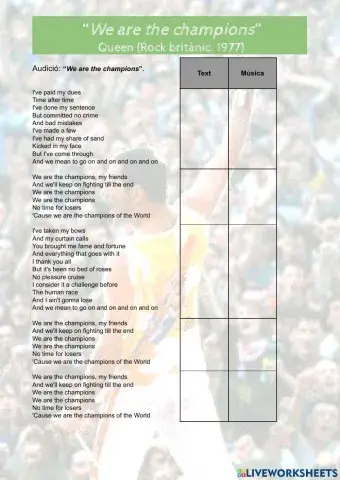 We are the Champions. Queen.