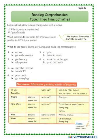 Free time activities