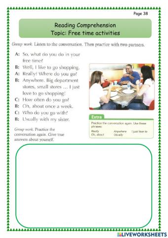 Free time activities conversation