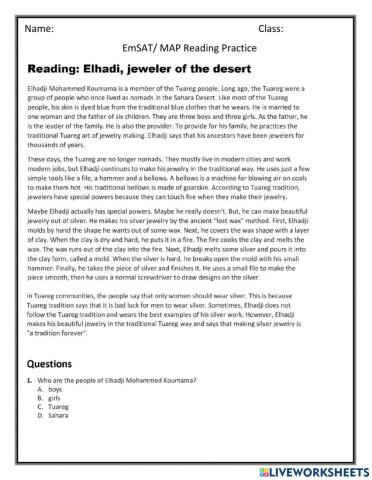 MAP- EmSAT Reading Practice.. Omnya Mabrouk