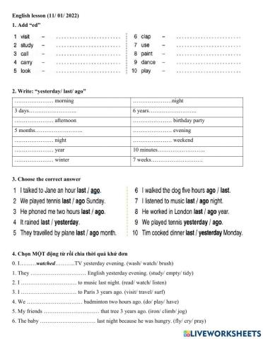 Song Vy - Past simple