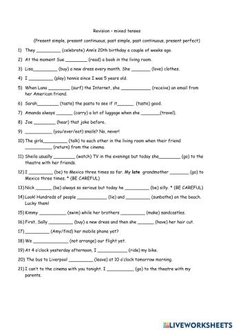 Mixed tenses - revision