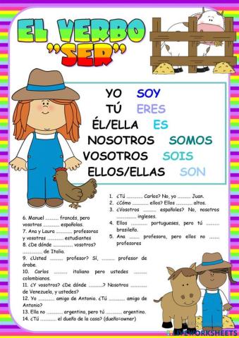 Ser - Conjugacion en presente de indicativo