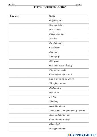 Unit 5-vocabulary-grade 12CB