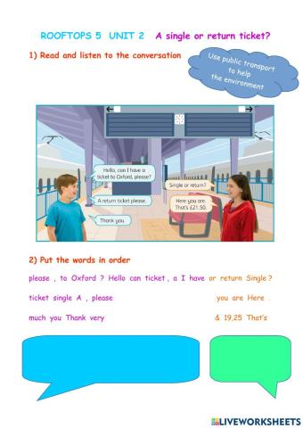 Rooftops 5 Unit 2 A single or return ticket