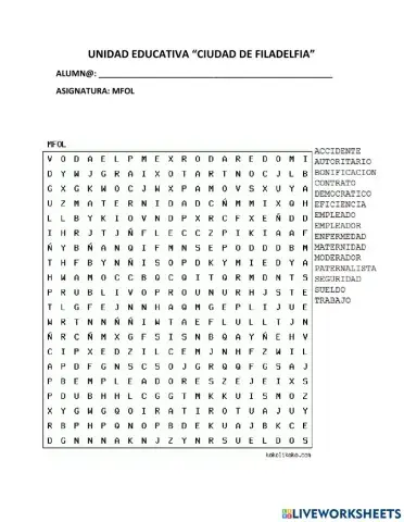 Sopa de letras de mfol