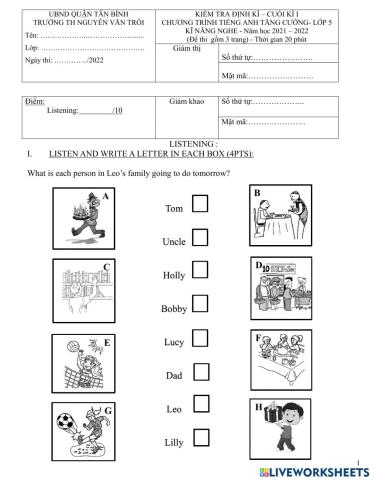 TEST - LISTENING HK1 LOP 5 TC