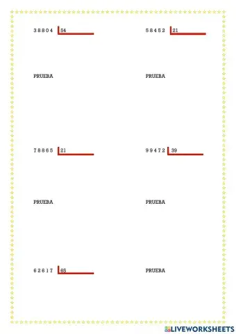 Divisiones de 2 cifras con prueba