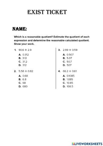 Estimate Quotients of Decimals