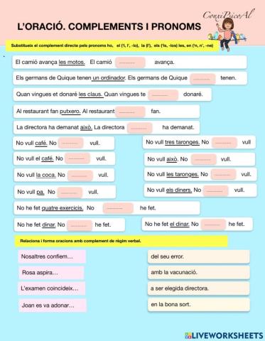 Substitució de CD per pronoms.