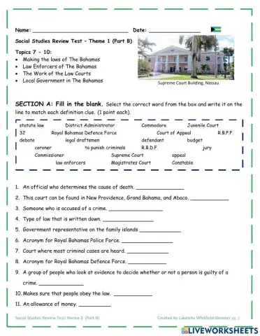 Social Studies Review Test - Theme 1 (Part B)