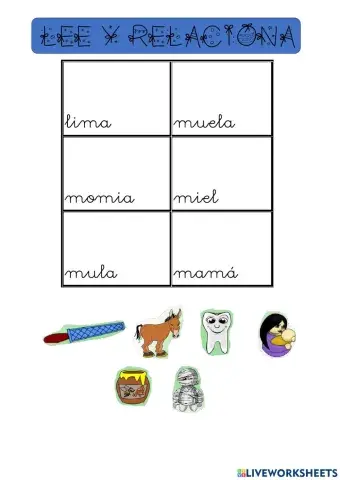 Lee y relaciona letras m y l