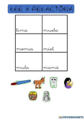 Lee y relaciona letras m y l