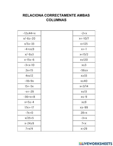 Inecuaciones sencillas