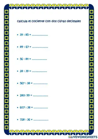 Divisiones con cociente decimal