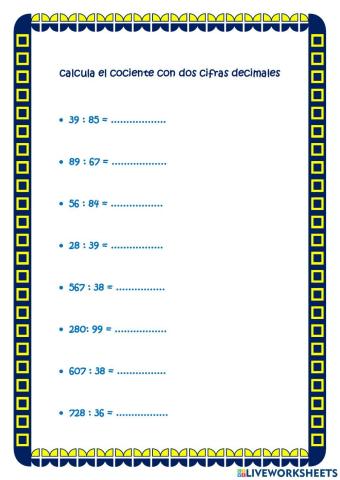 Divisiones con cociente decimal