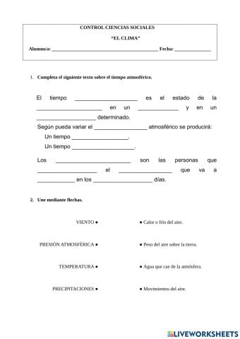 Control de Ciencias Sociales: El Clima