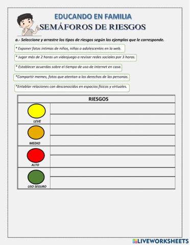 Enunciados de semáforos de riesgos