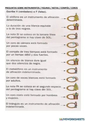 Preguntas instrumentos percusión, coros y lenguaje musical