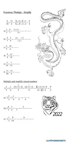 Fractions: Multiply and simplify