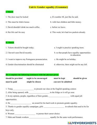 Grade 10 - Test 6 (Grammar)