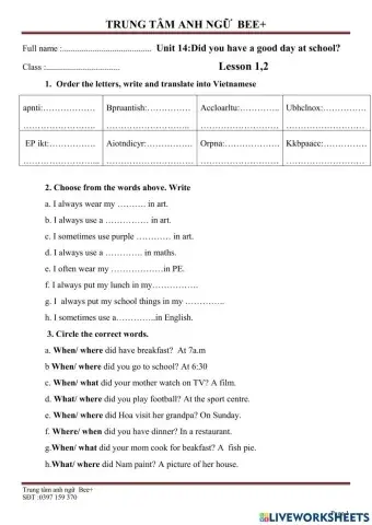 Family and Friends 3 Unit 14