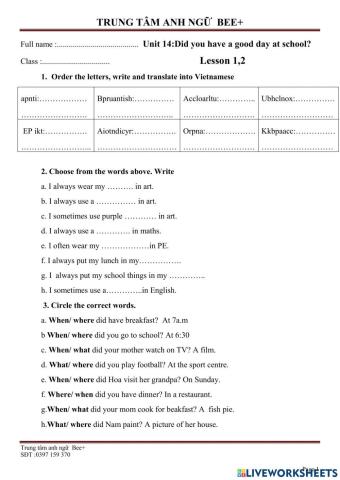 Family and Friends 3 Unit 14