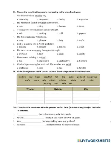 G6 - U9 - Vocab & Present Perfect