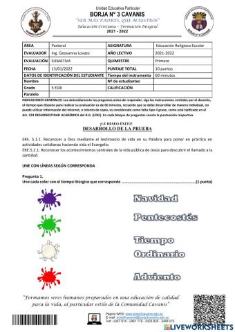 Evaluación Formativa 5 EGB