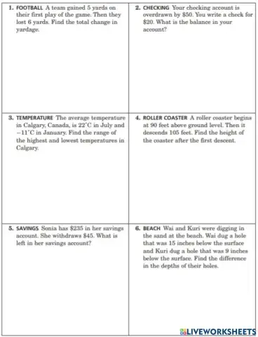 Subtract integers word problem