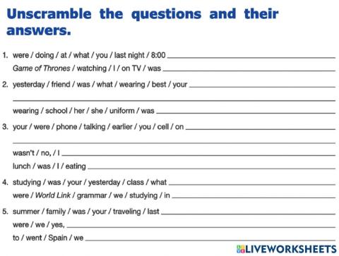 B11 past progressive practice