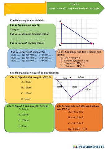 Diện tich tam giac - lớp 5