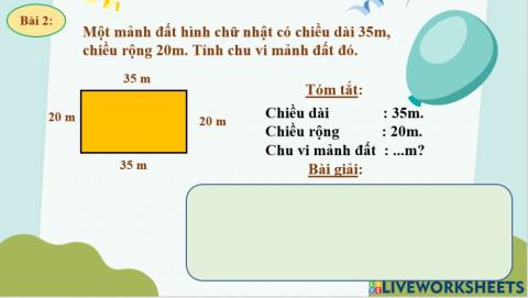 Bài 2 chu vi hình chữ nhật