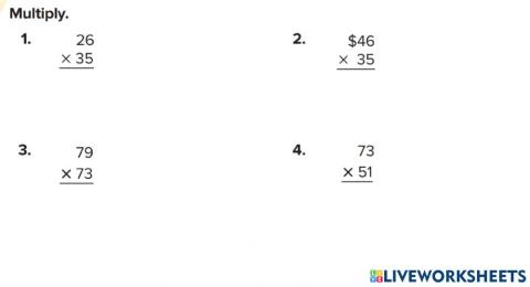 Multiply two, two digit numbers