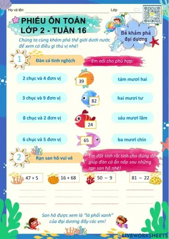 Lớp 2 - Ôn Toán - Tuần 16