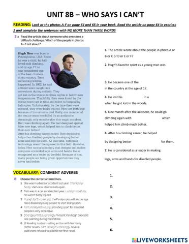 B1 - unit 8b - before class