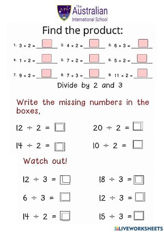 Multpying and Dividing by 2 and 3