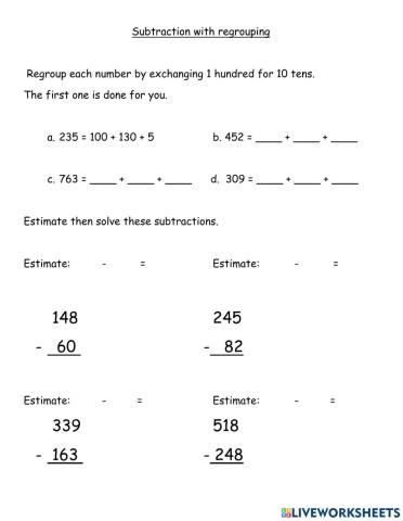 Subtraction with regrouping