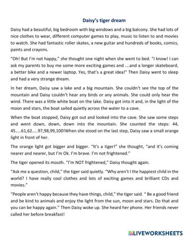 Daisy’s tiger dream