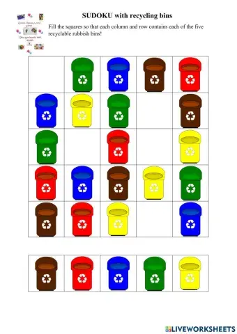 Sudoku with recycling bins