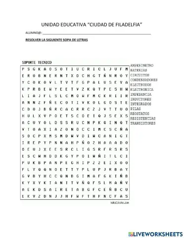 Soporte técnico sopa de letras