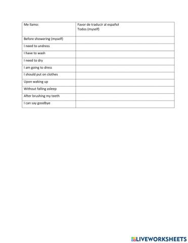 Verbos reflexivos con frases de maestría