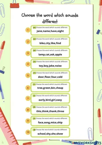 Choose the word that sounds different