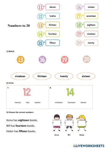 G1 t3 w2 numbers to 20