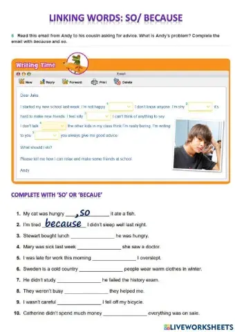 Linking words so- because