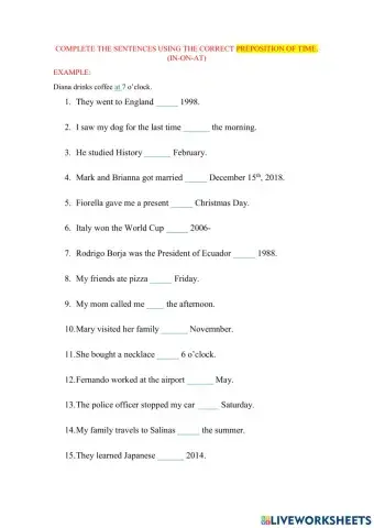 Prepositions of time