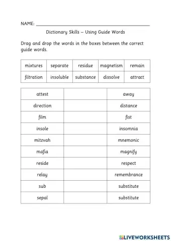 Guide Words