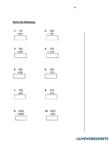 Basic Math (addition and subtraction)