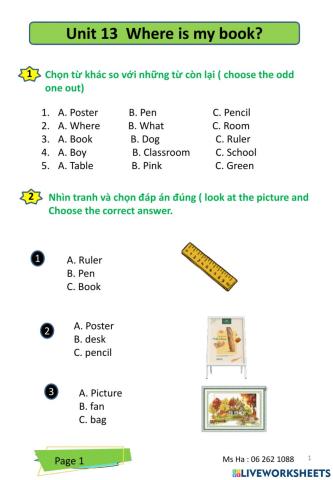 E3- Unit 13 Where's my book?